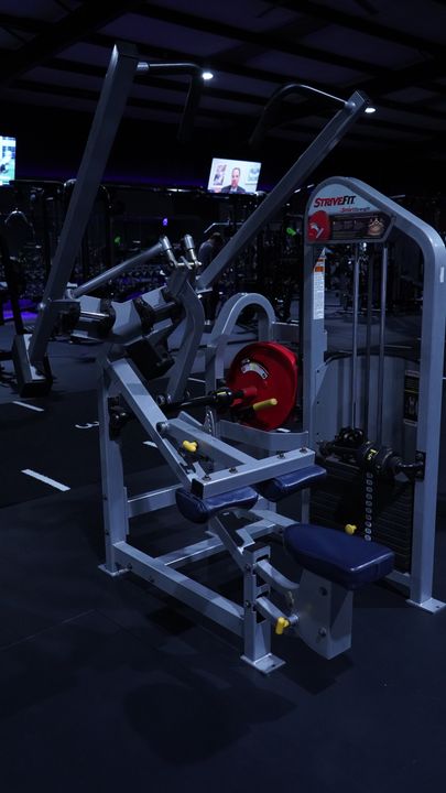 StriveFit selectorized machine with red plate and blue pad