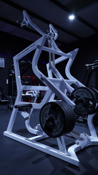 Rogers Athletic Lat Combo Pull loaded with Technogym plates
